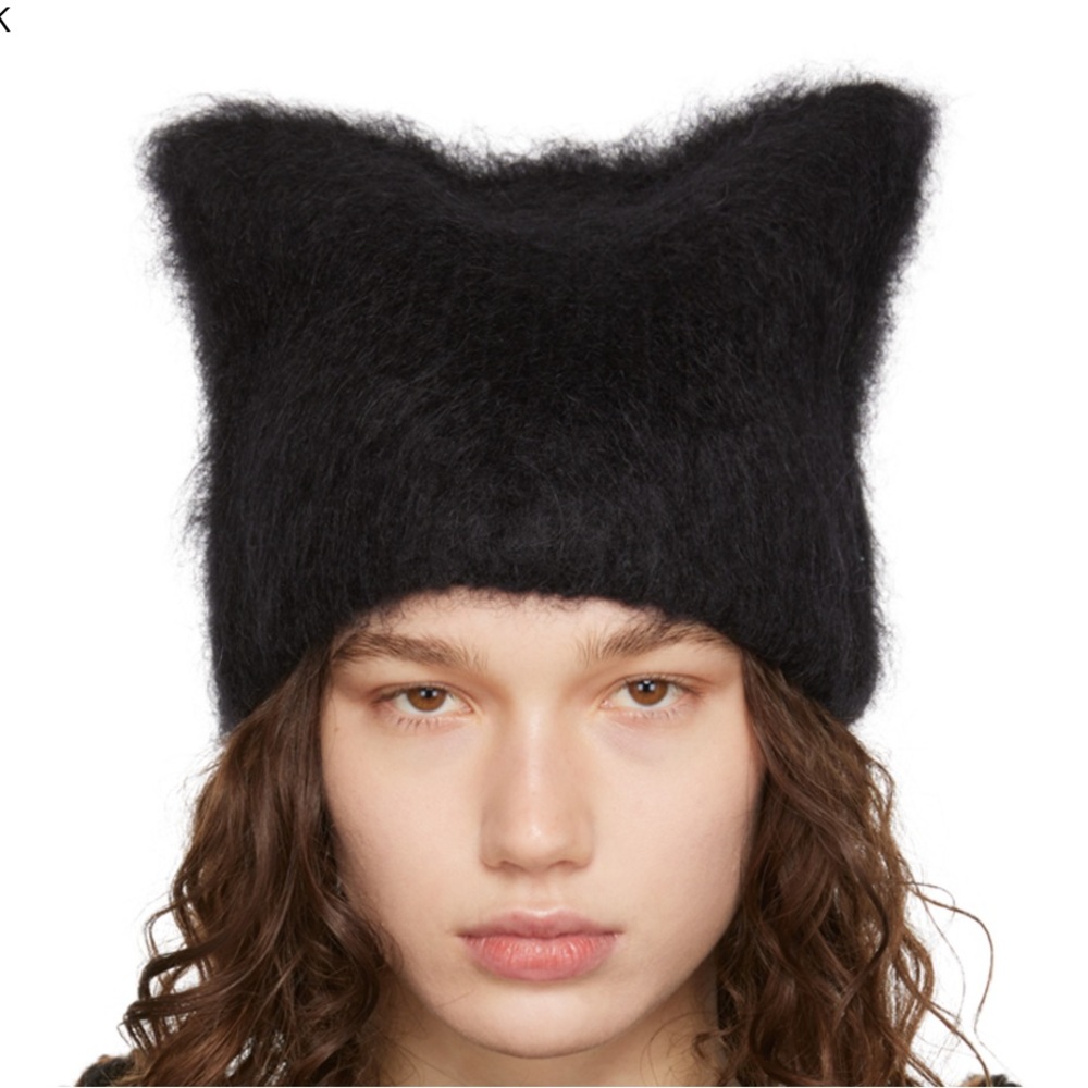 KNWLS kitten mohair hat in black